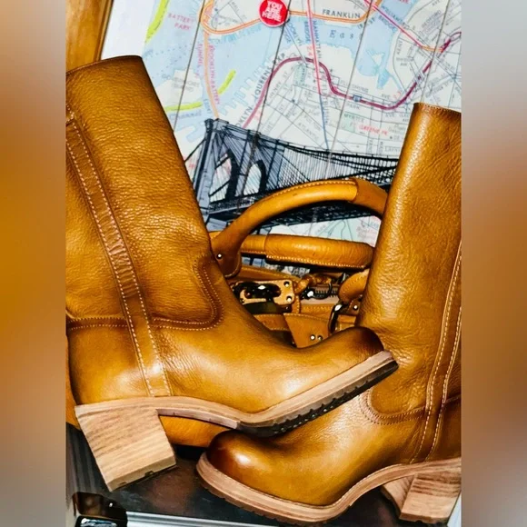 Tan Leather Heeled Boots PRICE IS FIRM - Picture 1 of 11